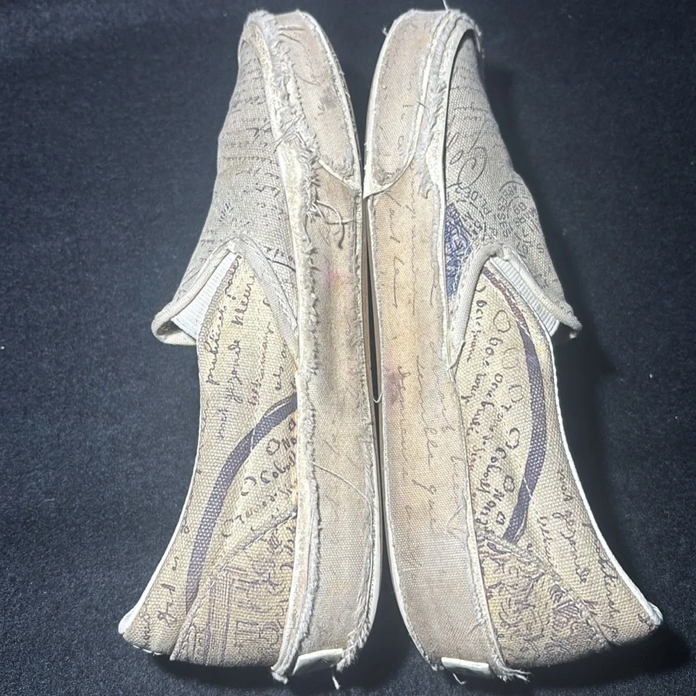 Limited Edition!!! Vans Van Gogh letter Scripted Beige Slip-On Loafers classic